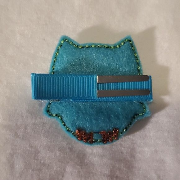 NEW GREEN/BLUE FELT OWL HAIR CLIPPY - Picture 2 of 2